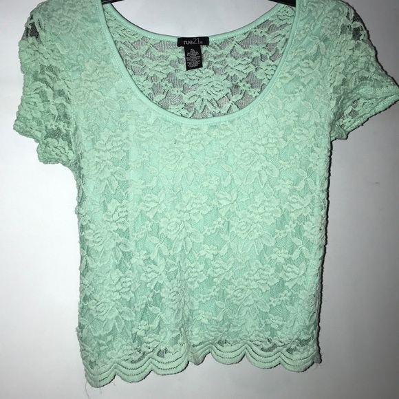 mint green lace top